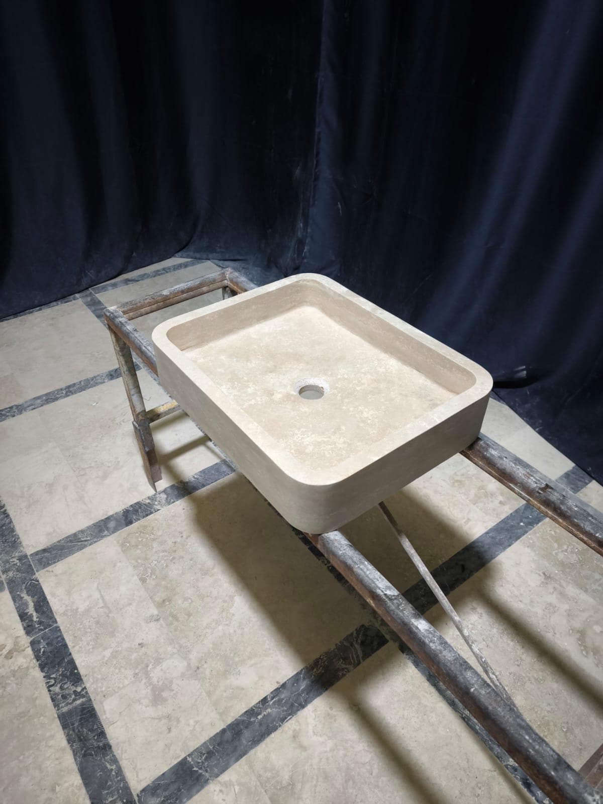 Travertine Bathroom Sink – Smooth Finish Natural Stone Vanity