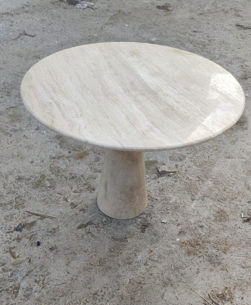 Vintage Travertine Plinth Coffee Table: Custom Natural Stone End Table