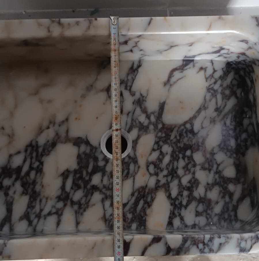 Handcrafted Viola Marble Wall Mounted Sink: Natural Stone Basin