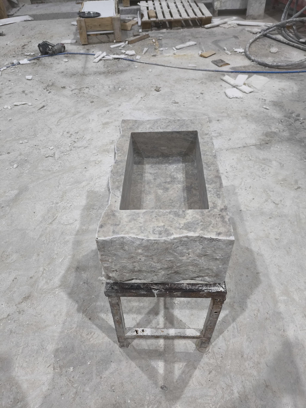 Complete Silver Travertine Stone Sink: Rustic Powder Room, Natural Marble