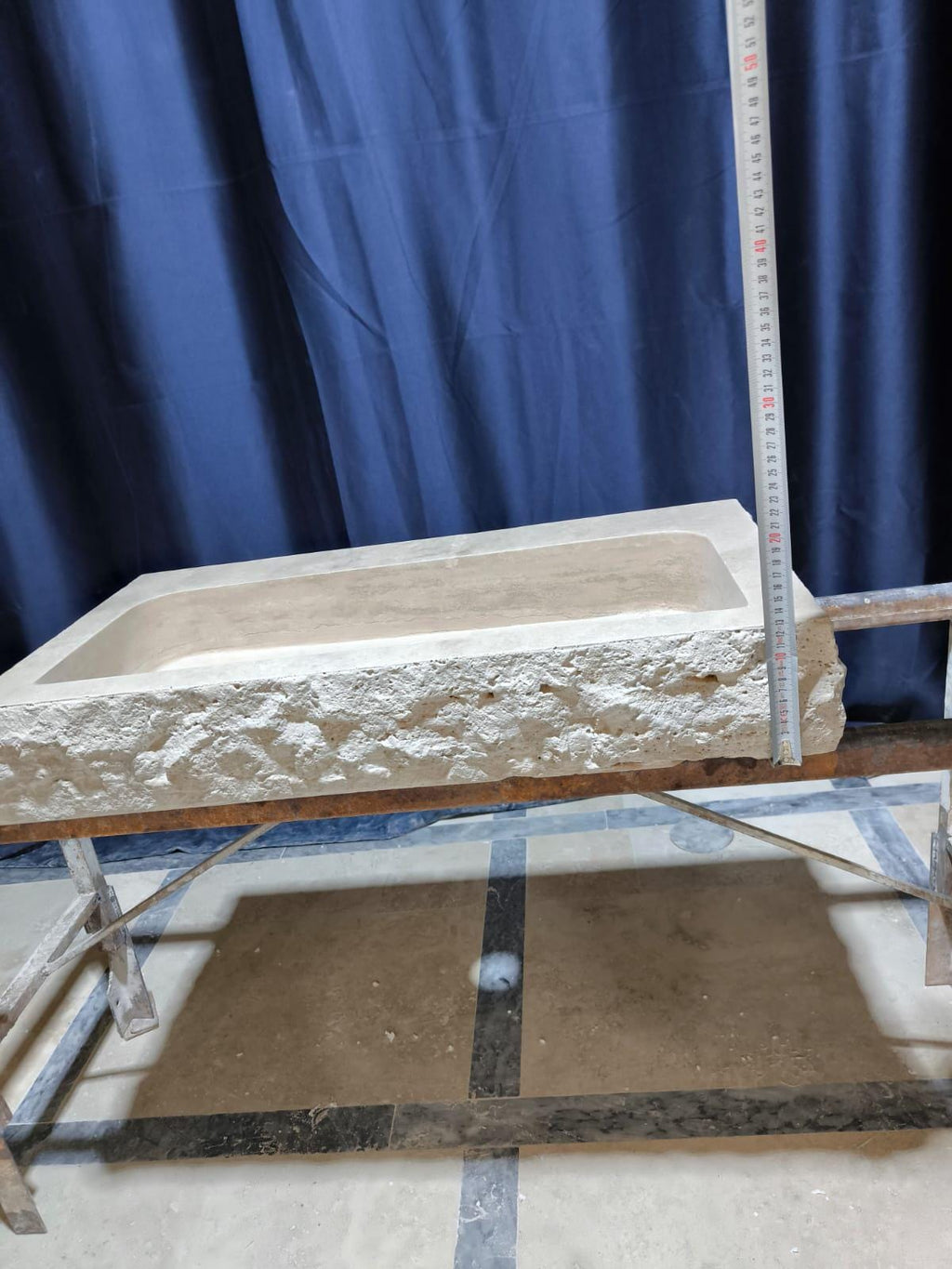 Custom Traverine sink for 30”x15x5.5” Chiseled Edge Stone Washbasin