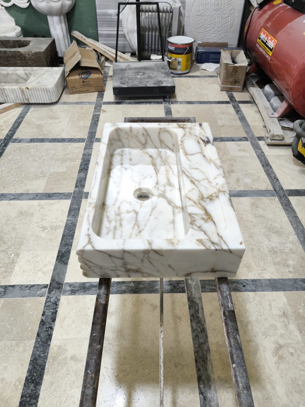 Handcrafted Viola Marble Wall Mounted Sink: Customizable Natural Stone Basin