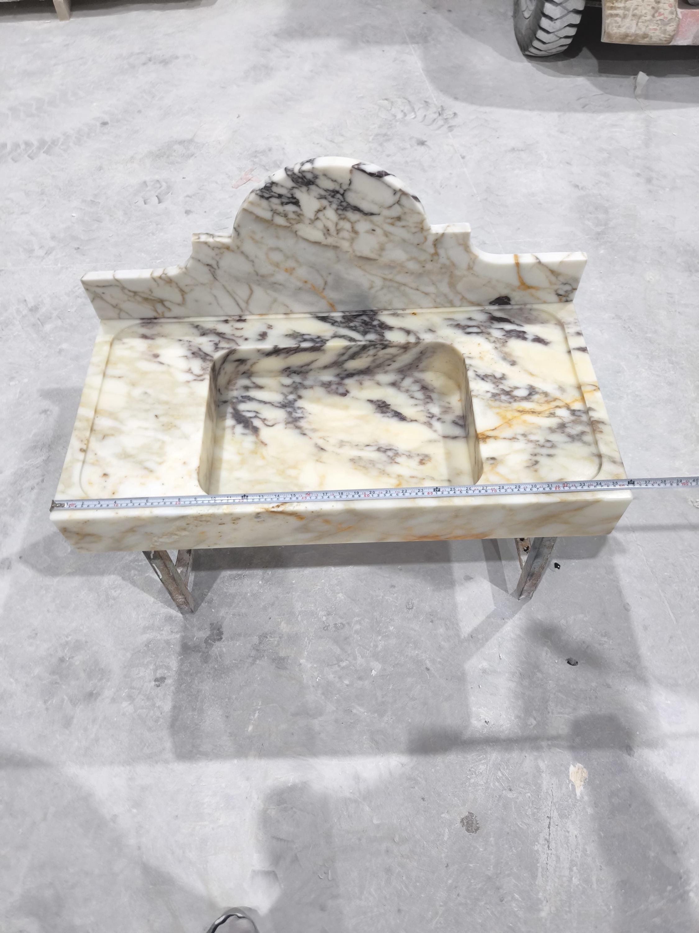 Complete  Calacatta Gold Marble Sink: Natural Stone Bathroom Design (36”x18”x5”)