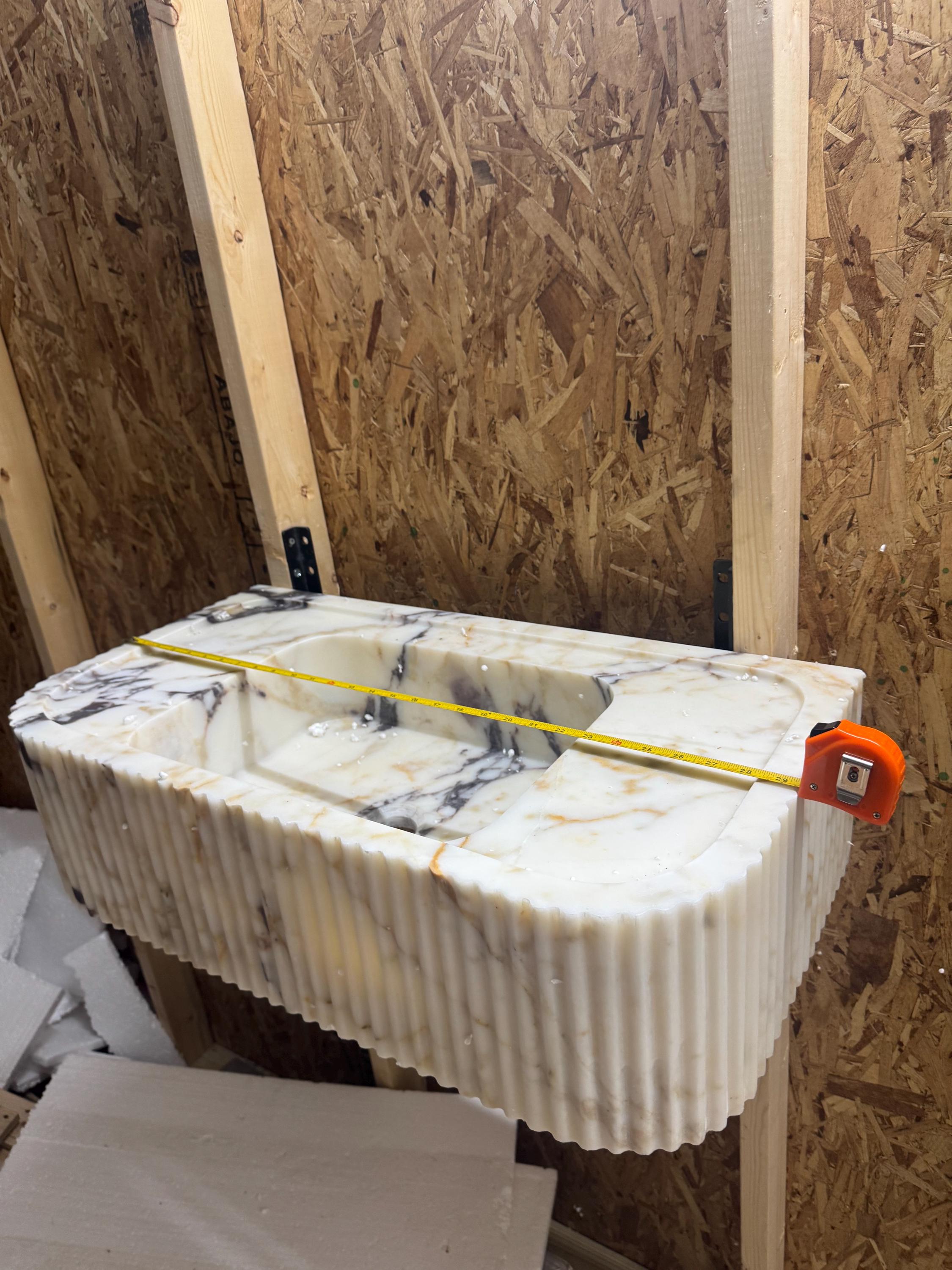 Calacatta Lilac Marble Vessel Sink: Handcrafted Natural Stone Bathroom Sink