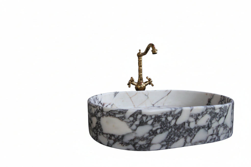 Calacatta Viola Marble Vessel Sink: Handcrafted Natural Stone Basin