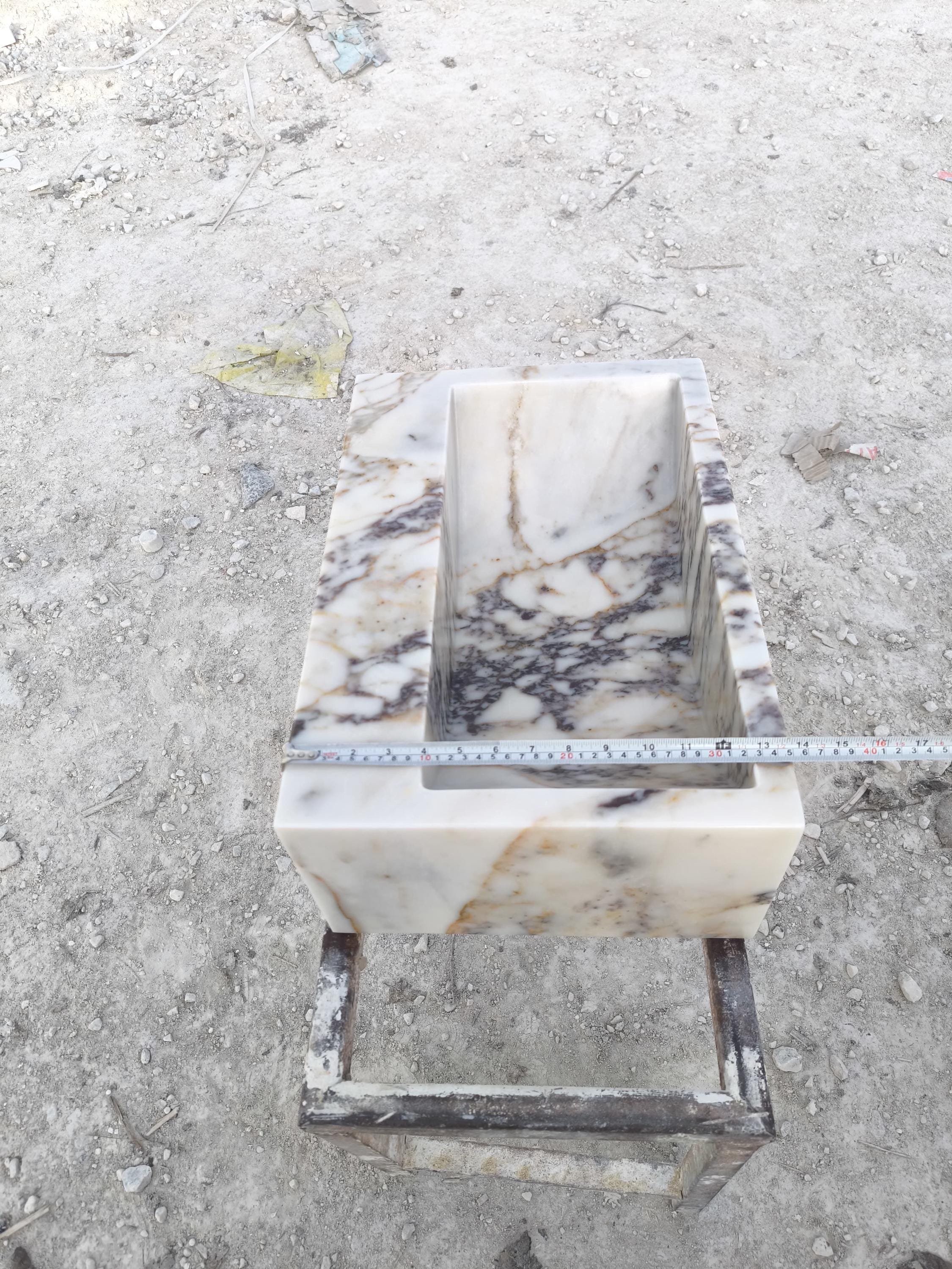 Calacatta Viola Marble Sink: Natural Stone Powder Room Washbasin