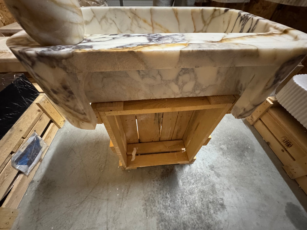 Calacatta viola  Marble Sink:  Wall Mounted Bathroom Sink, Integrated sinks 24"x16"x8"