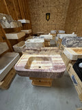 Handmade Pink Marble Sink with Backsplash - Wall Mounted Natural Stone