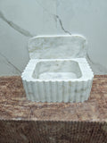 Ivory -cream 18”x14”x8” 8” backsplash Modern Fluted Powder Room Sink