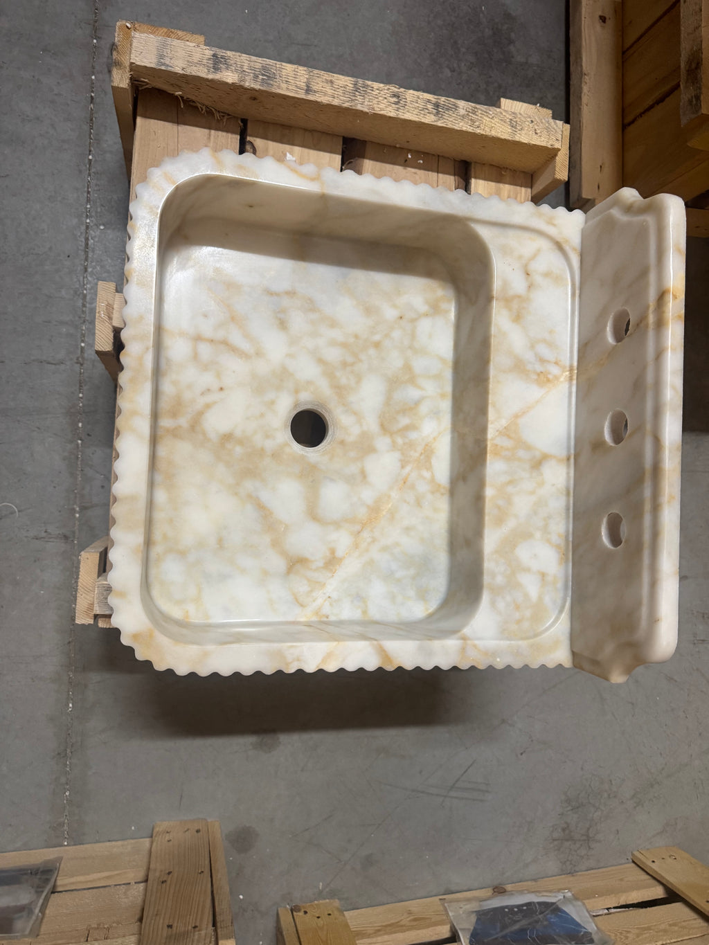Calacatta Viola Marble Wall Mount Sink: Bathroom Vanity, Concealed Drain