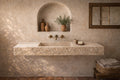 Handmade Travertine Marble Sink: Wall Mounted Natural Stone Washbasin