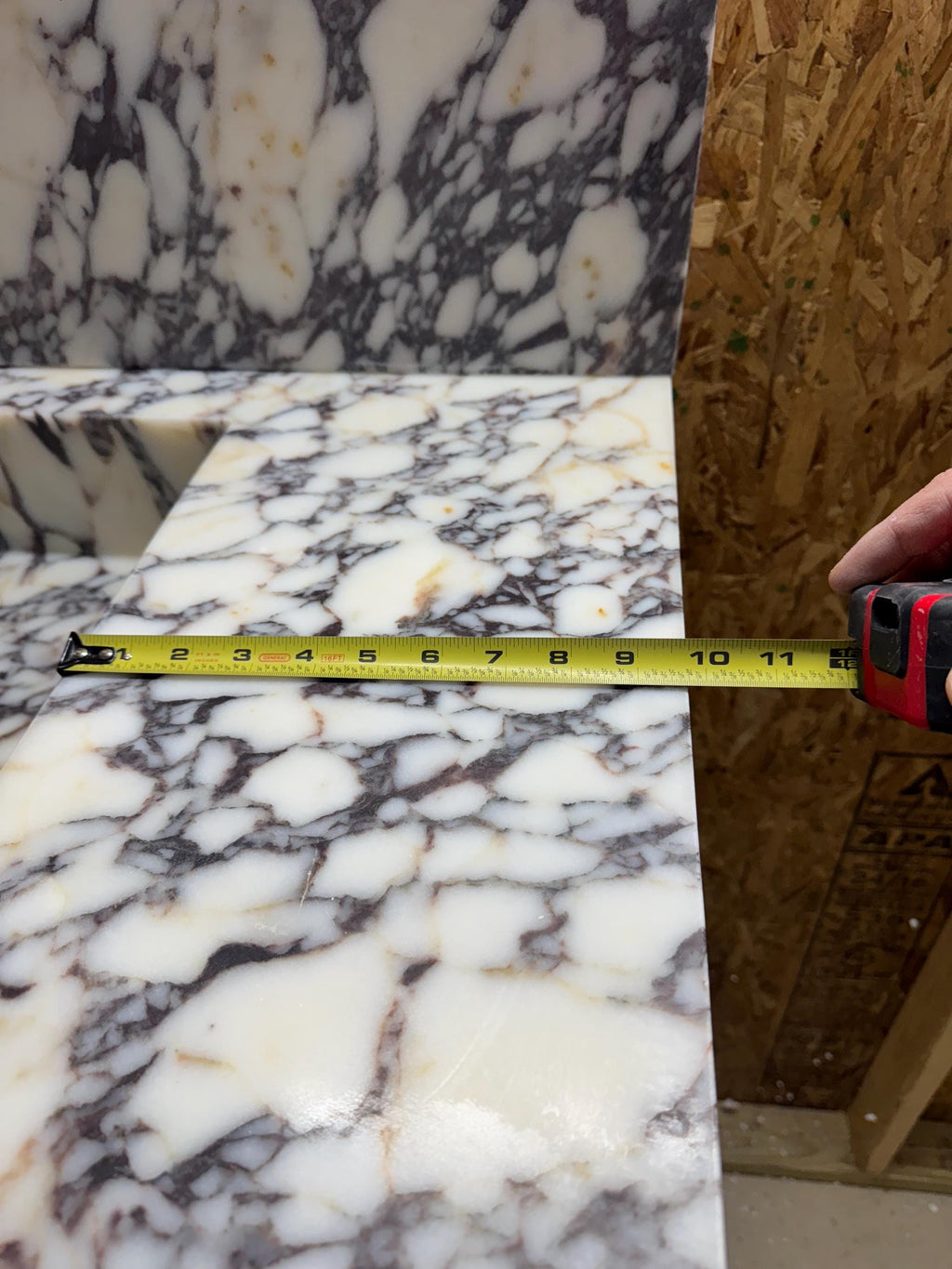 Handmade Calacatta Marble Wall Mount Sink with Backsplash