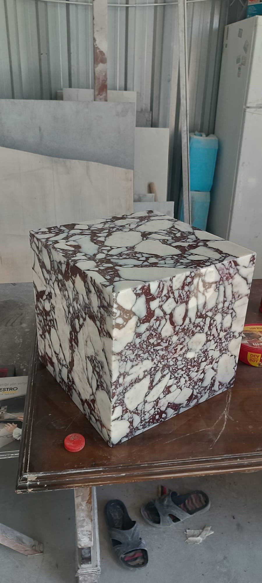 Calacatta Viola Marble Plinth Coffee Table: Custom Cube End Table
