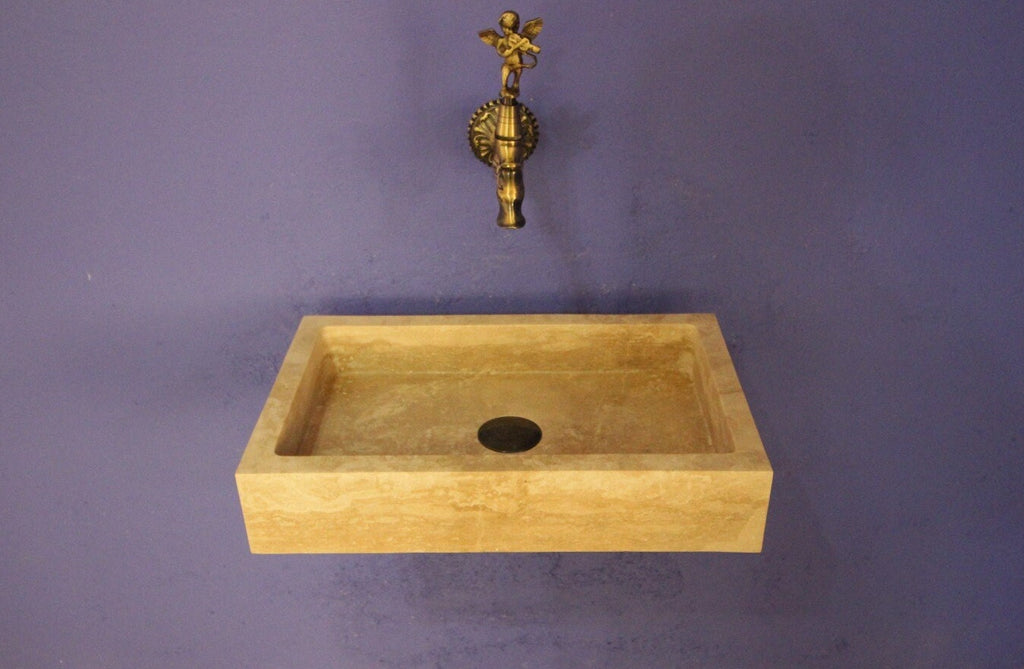 Travertine Bathroom Sink – Natural Stone Vanity – Mediterranean Style Home