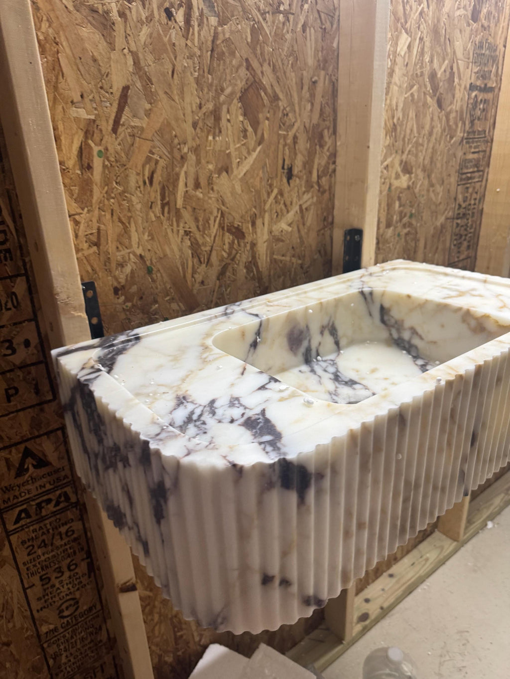Calacatta Lilac Marble Vessel Sink: Handcrafted Natural Stone Bathroom Sink