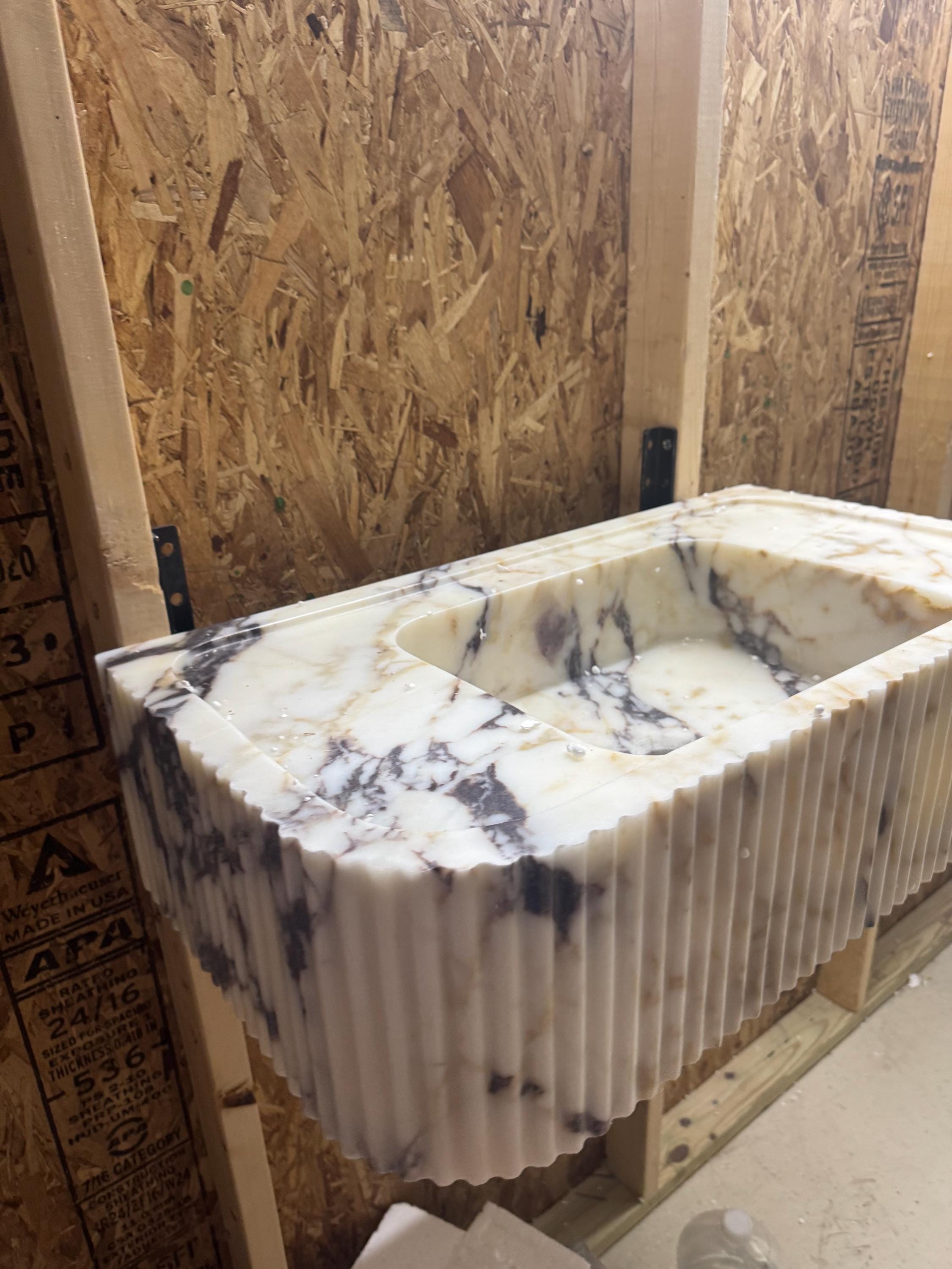Calacatta Lilac Marble Vessel Sink: Handcrafted Natural Stone Bathroom Sink