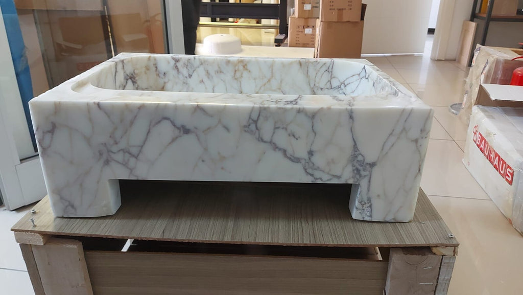Calacatta Viola Marble Wall Mount Sink: Bathroom Powder Room