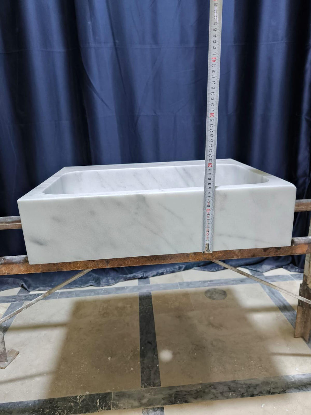 White Carrara Marble Vessel Sink: Natural Stone Washbasin