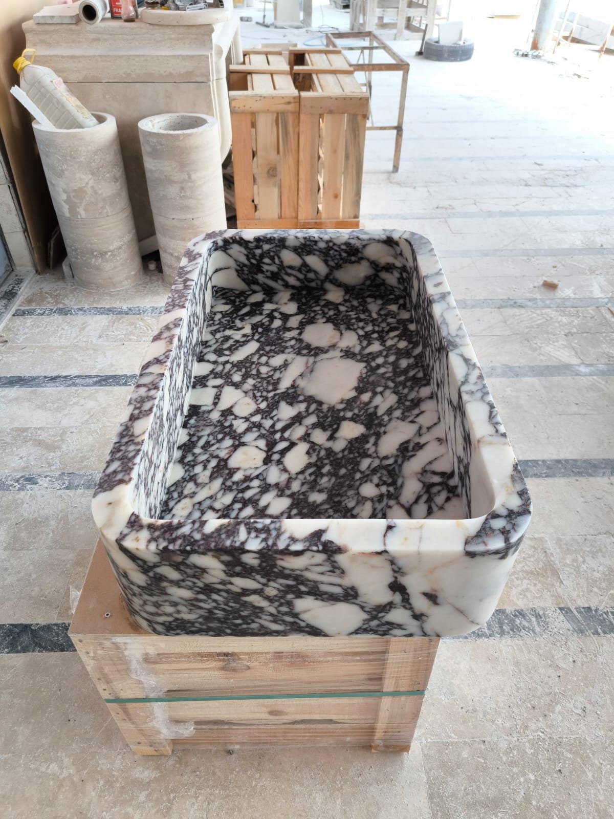 Handmade Calacatta Marble Wall Mount Bathroom Sink
