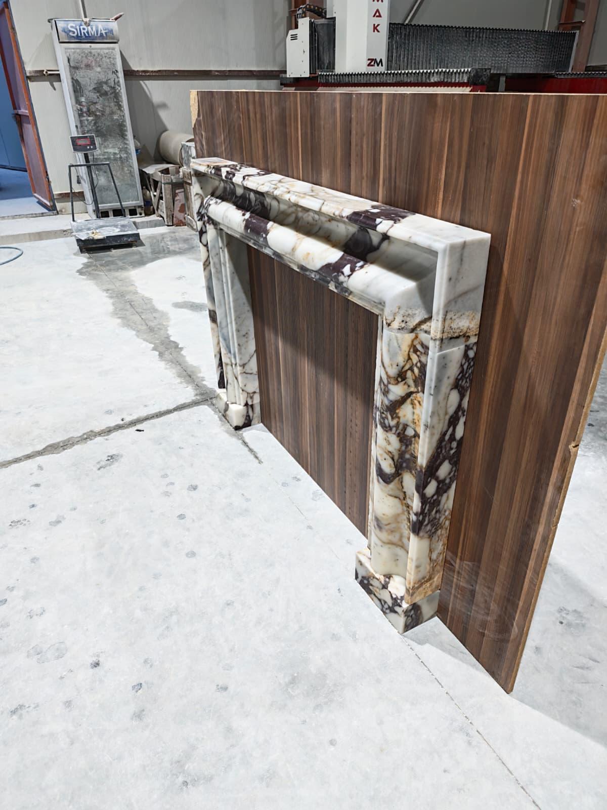 Calacatta Viola Marble Fireplace Surround | Luxury Handcrafted Stone Mantel | Statement Marble Fireplace Frame | Custom Designer Fireplace