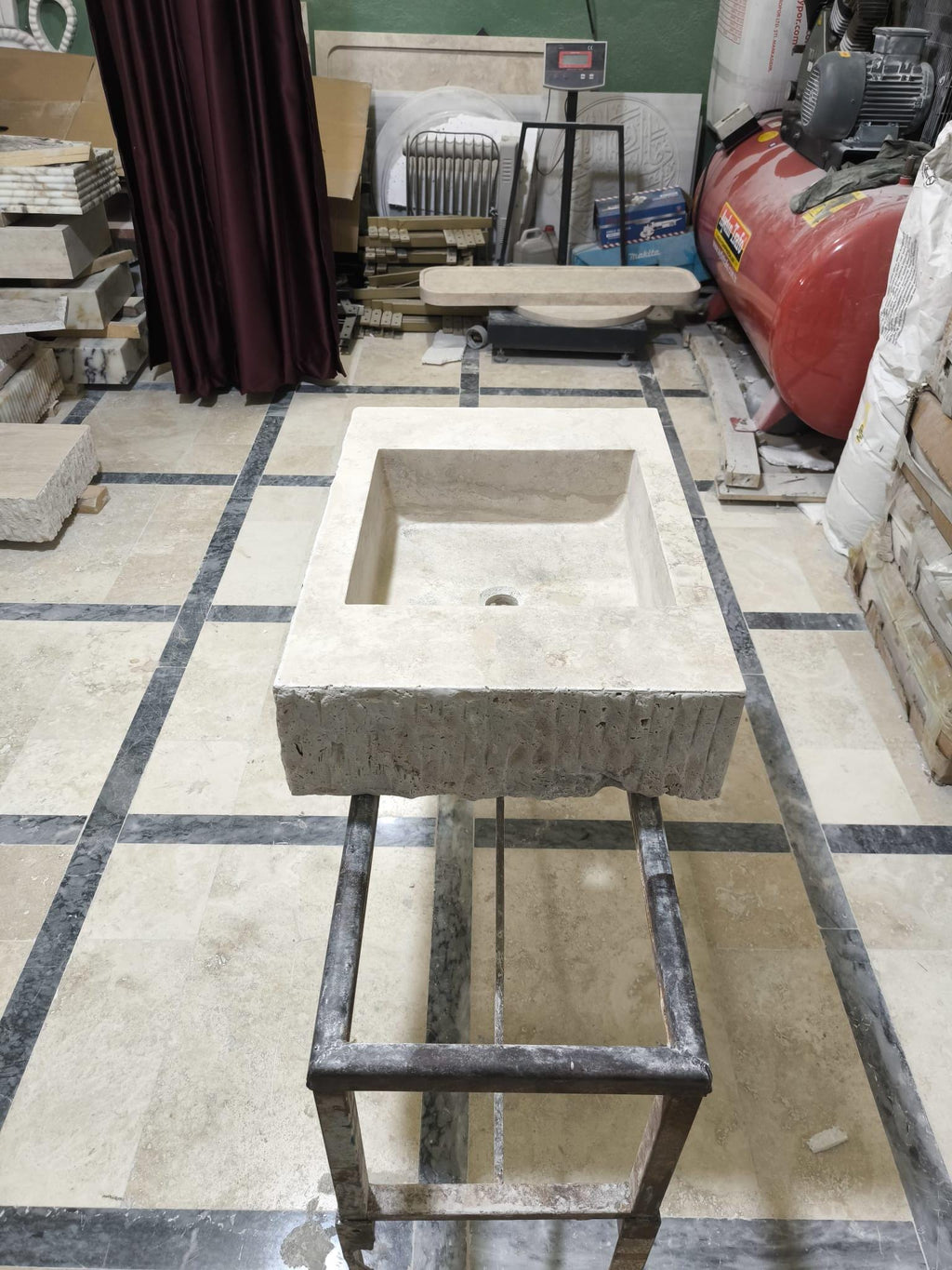 Natural Travertine Stone Sink, Bathroom Vanity, 25”x19”