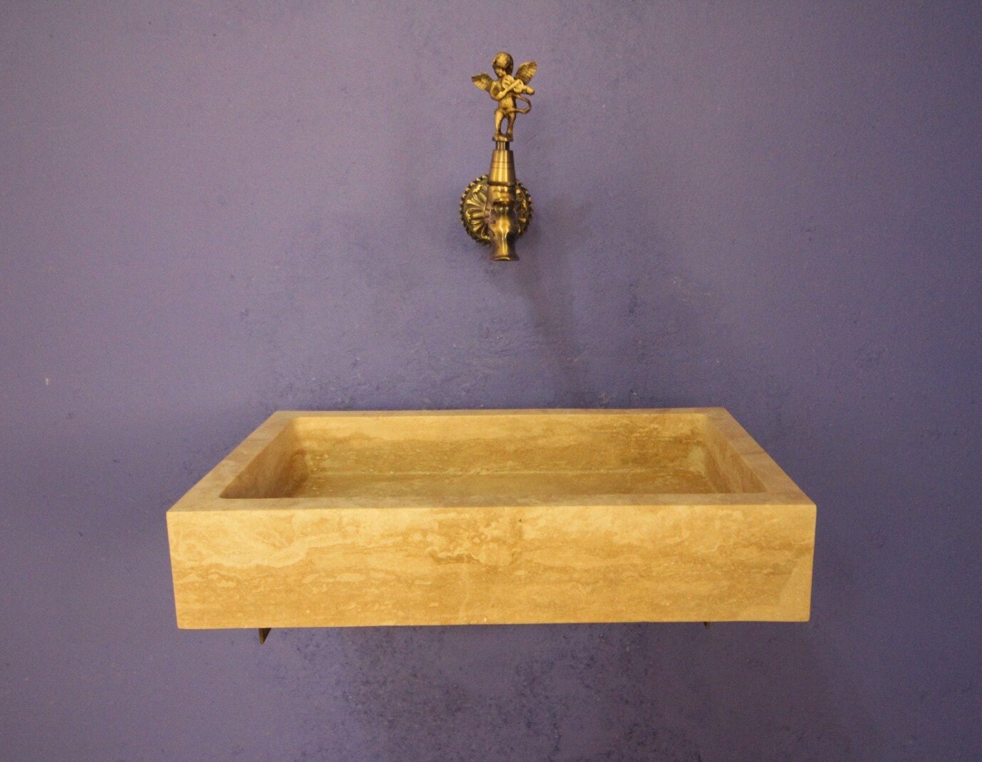 Travertine Bathroom Sink – Natural Stone Vanity – Mediterranean Style Home