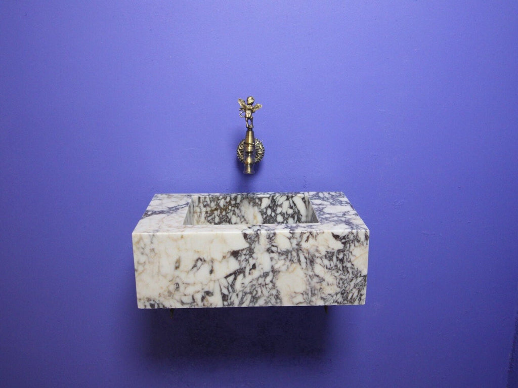 Handcrafted Calacatta Lilac Marble Vessel Sink: Natural Stone Bathroom Sink