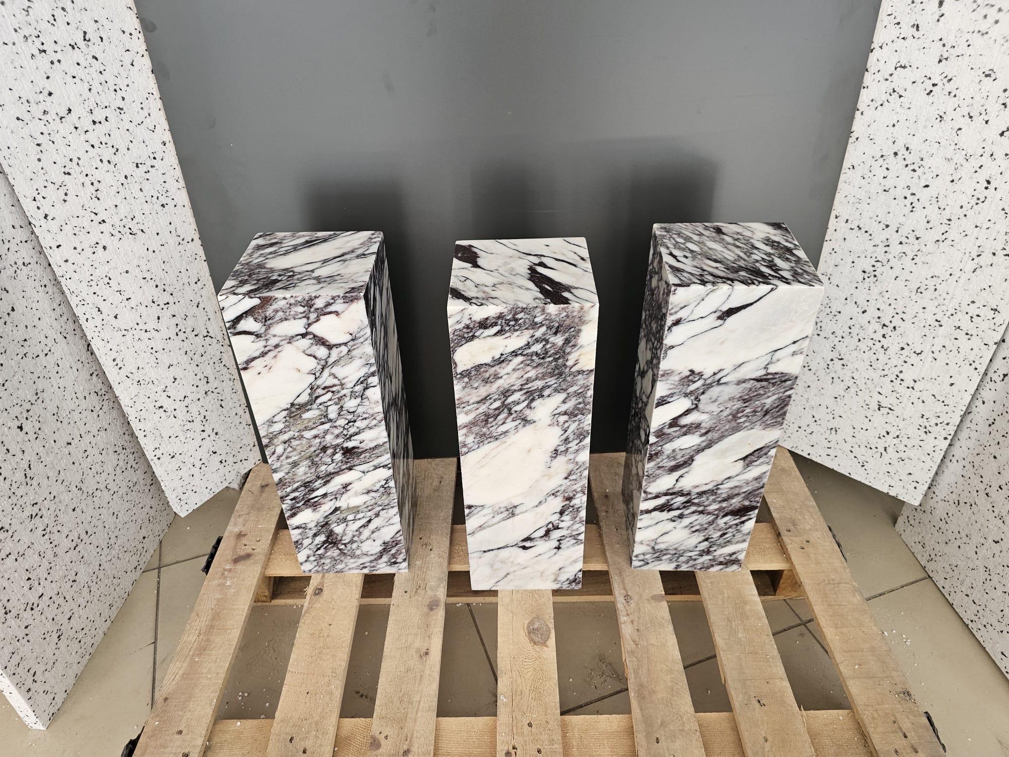 Calacatta Viola Marble Plinth Coffee Table: Pedestal Side Table