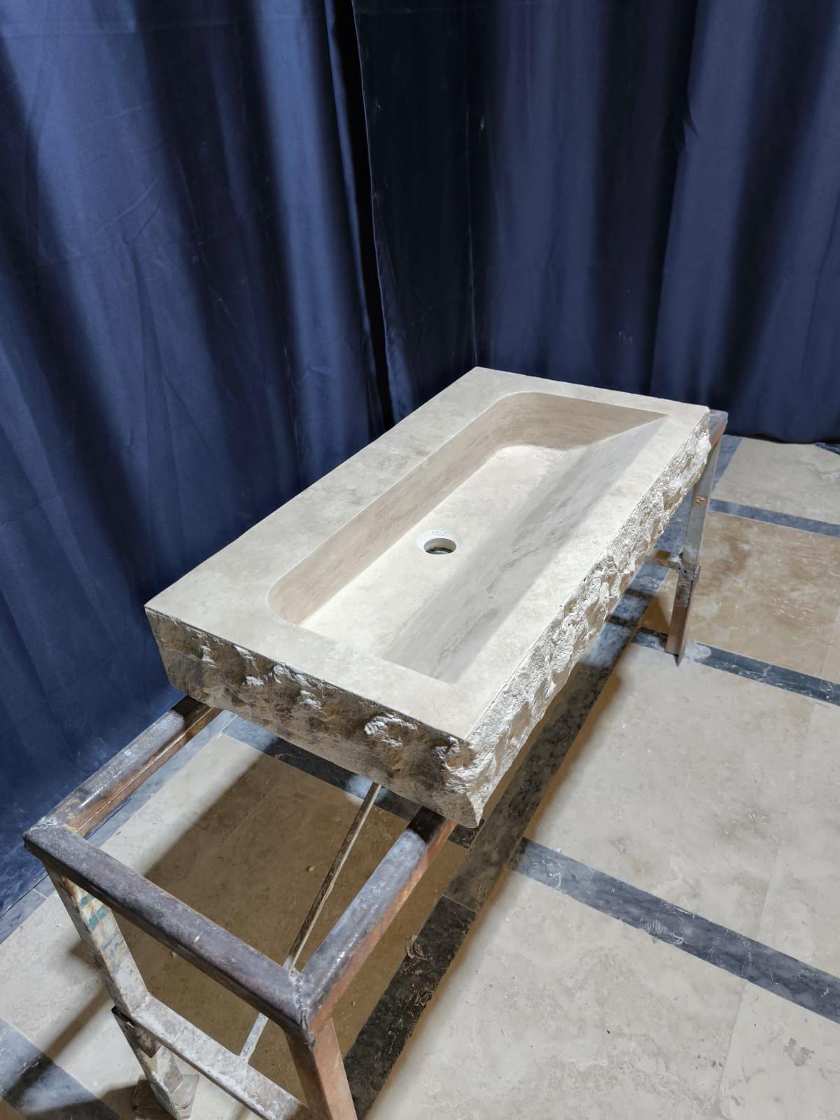 Custom Traverine sink for 30”x15x5.5” Chiseled Edge Stone Washbasin