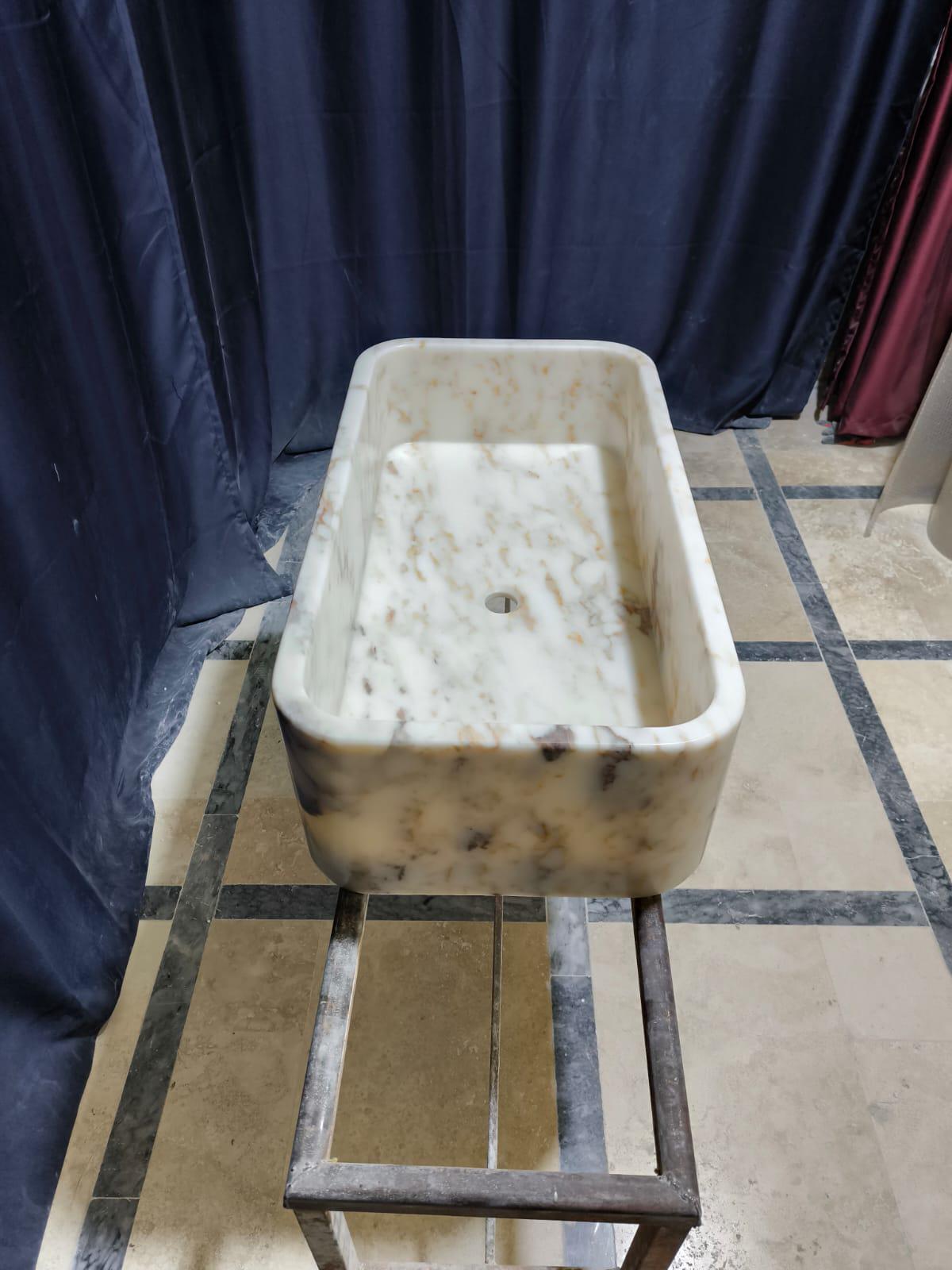 Handmade Calacatta Gold Marble Sink: Natural Stone Vessel Bathroom Vanity