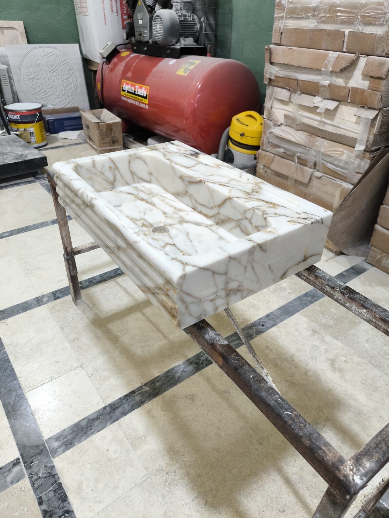 Handcrafted Viola Marble Wall Mounted Sink: Customizable Natural Stone Basin