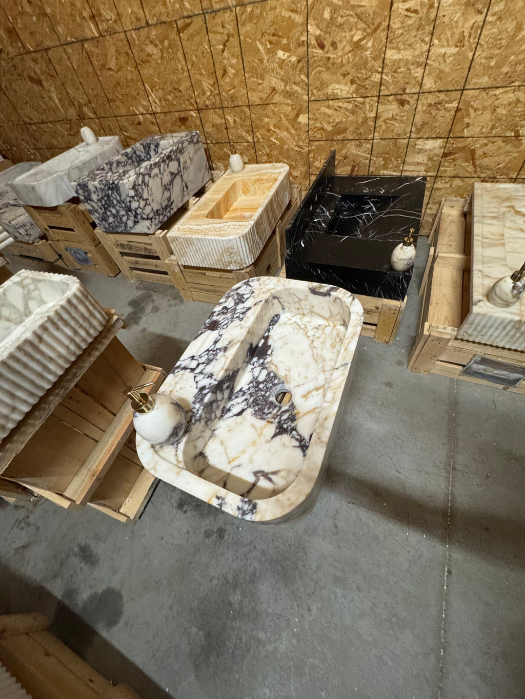 Complete Calacatta Marble Sink:  Wall Mounted Bathroom Sink, Integrated sinks 24"x16"x8"