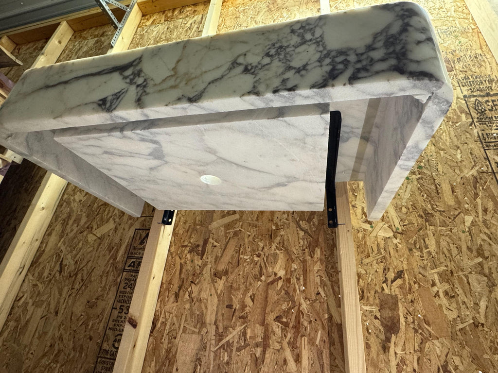 Calacatta Marble Wall Mount Bathroom Sink: Custom Powder Room Vanity