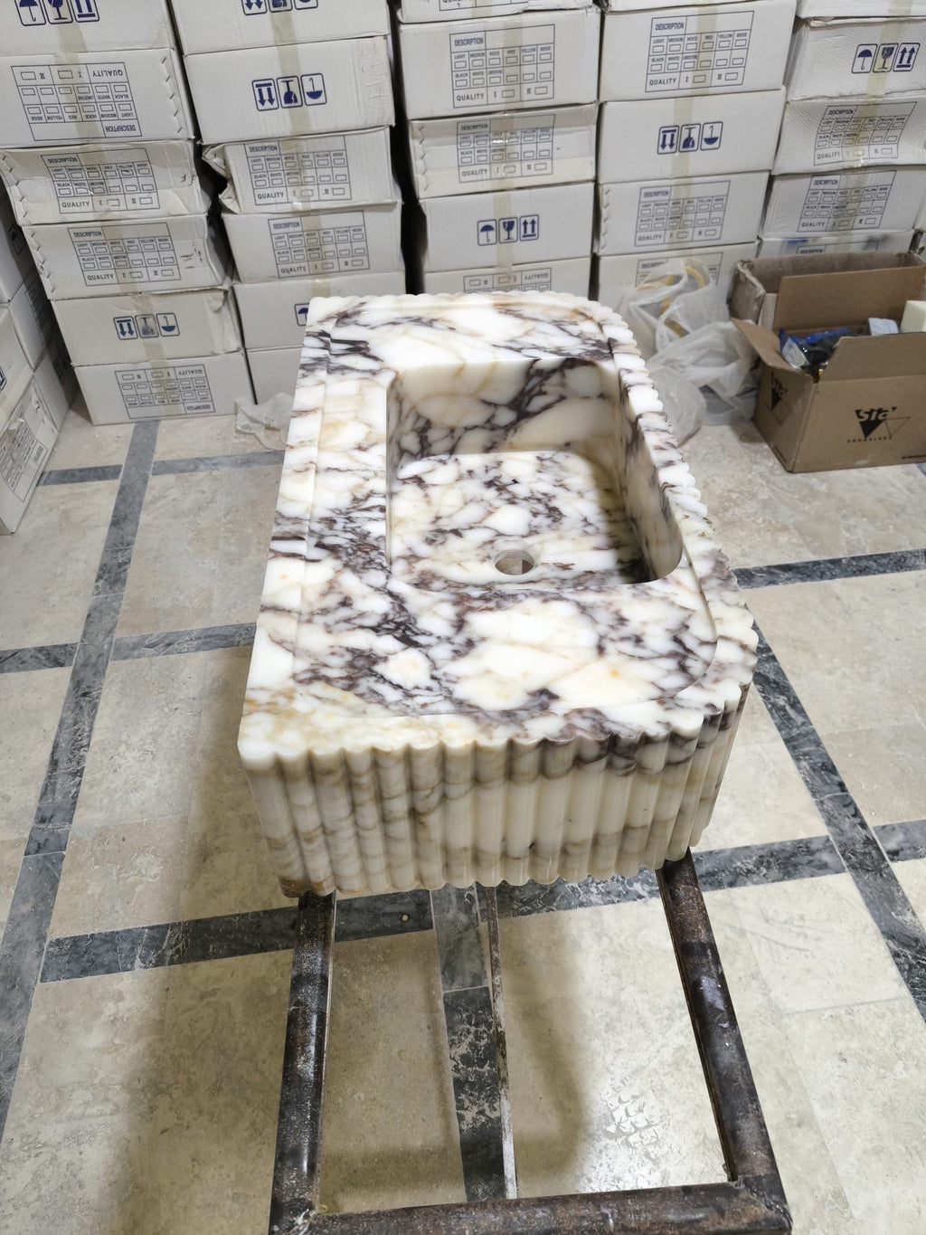 Custom Project for Sue 34"x21"x6" Viola Marble Deck mounted sink Including Wall bracktes