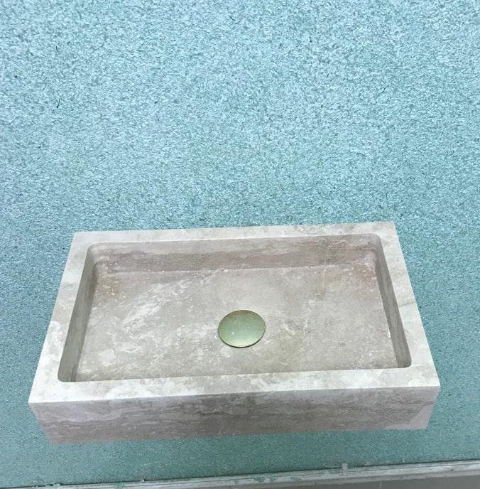 Travertine Bathroom Sink – Natural Stone Vanity – Mediterranean Style Home
