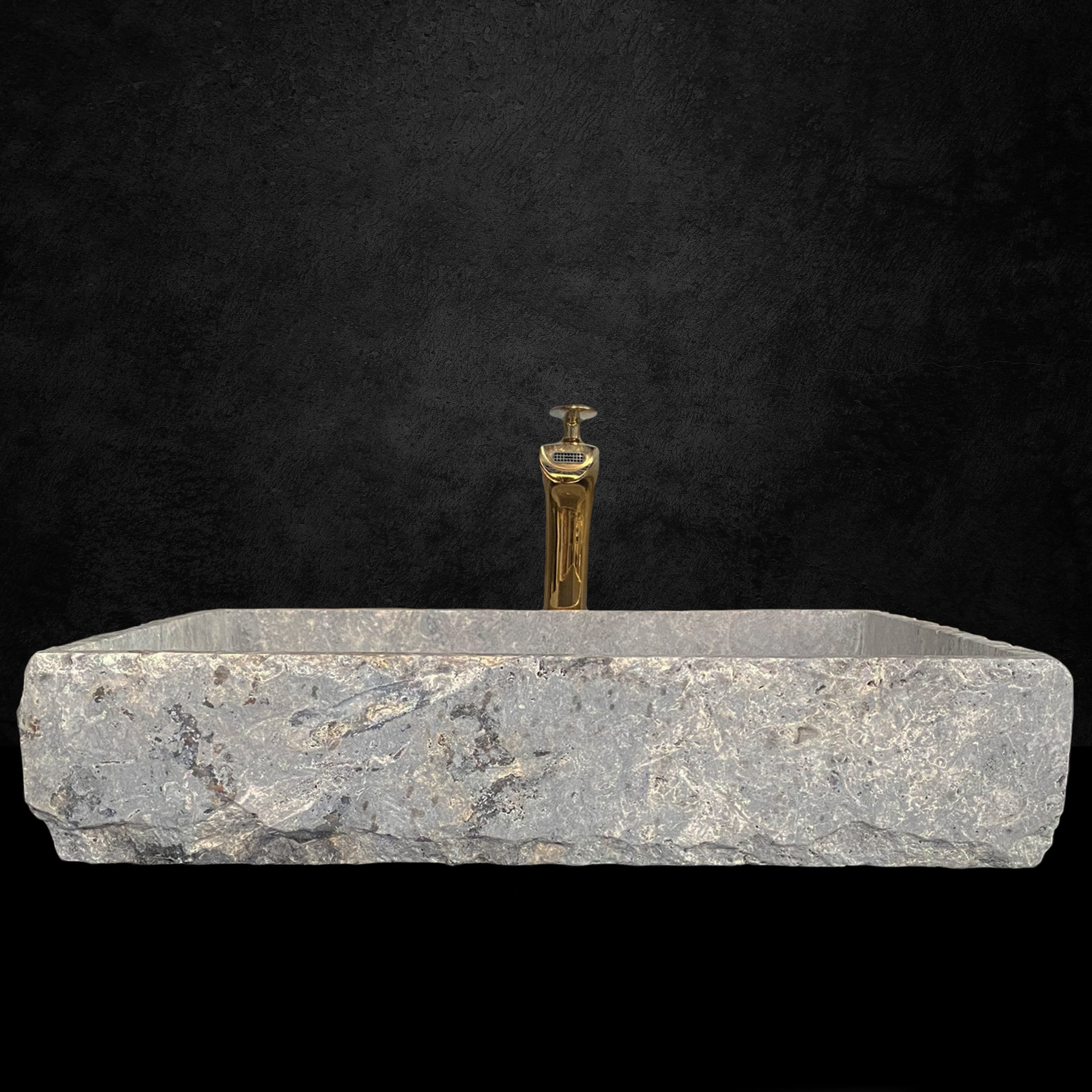 Handcrafted Silver Travertine Rectangular Sink: Natural Stone Washbasin