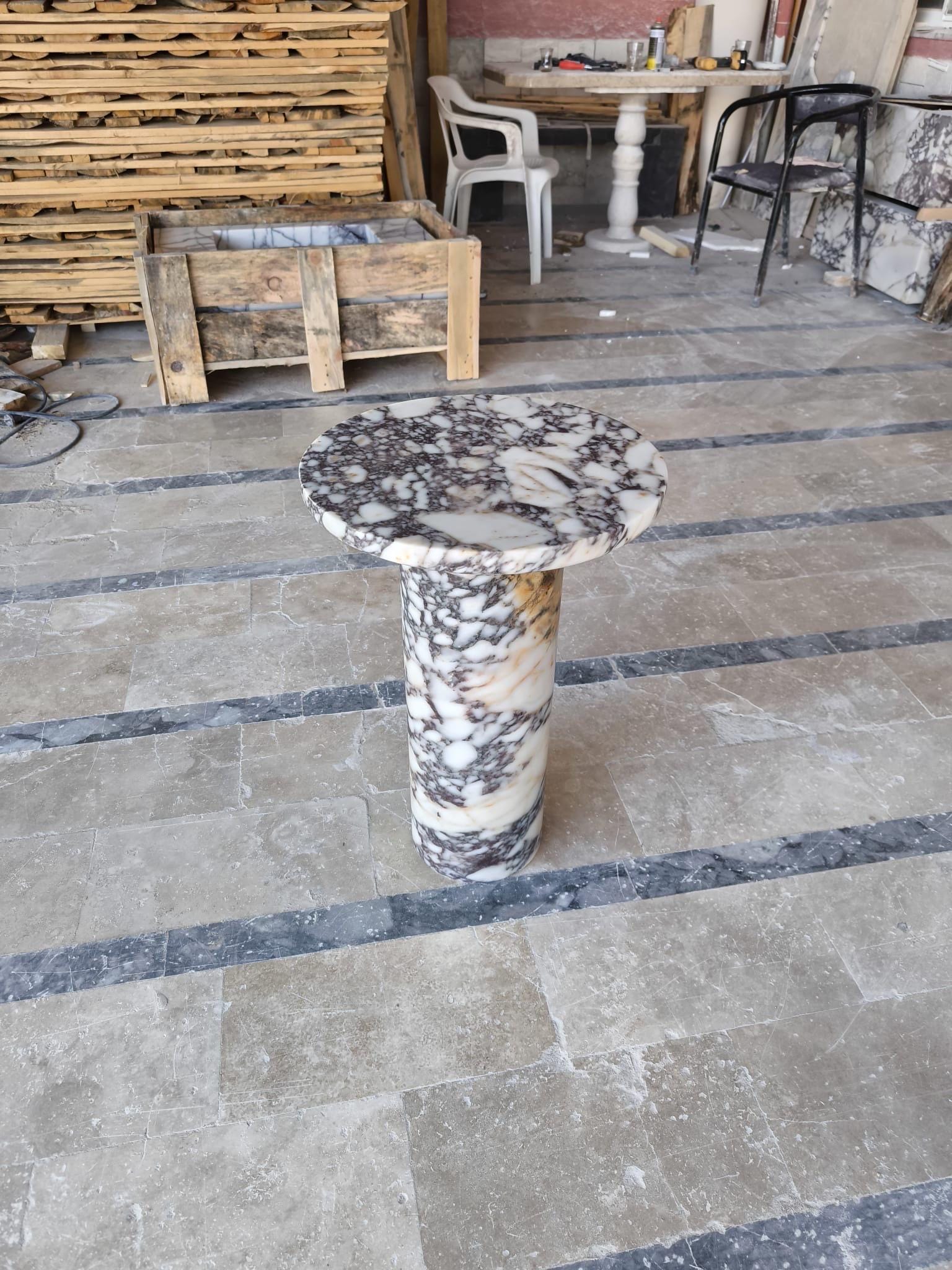 Calacatta Viola Marble table for  D23"xH24"