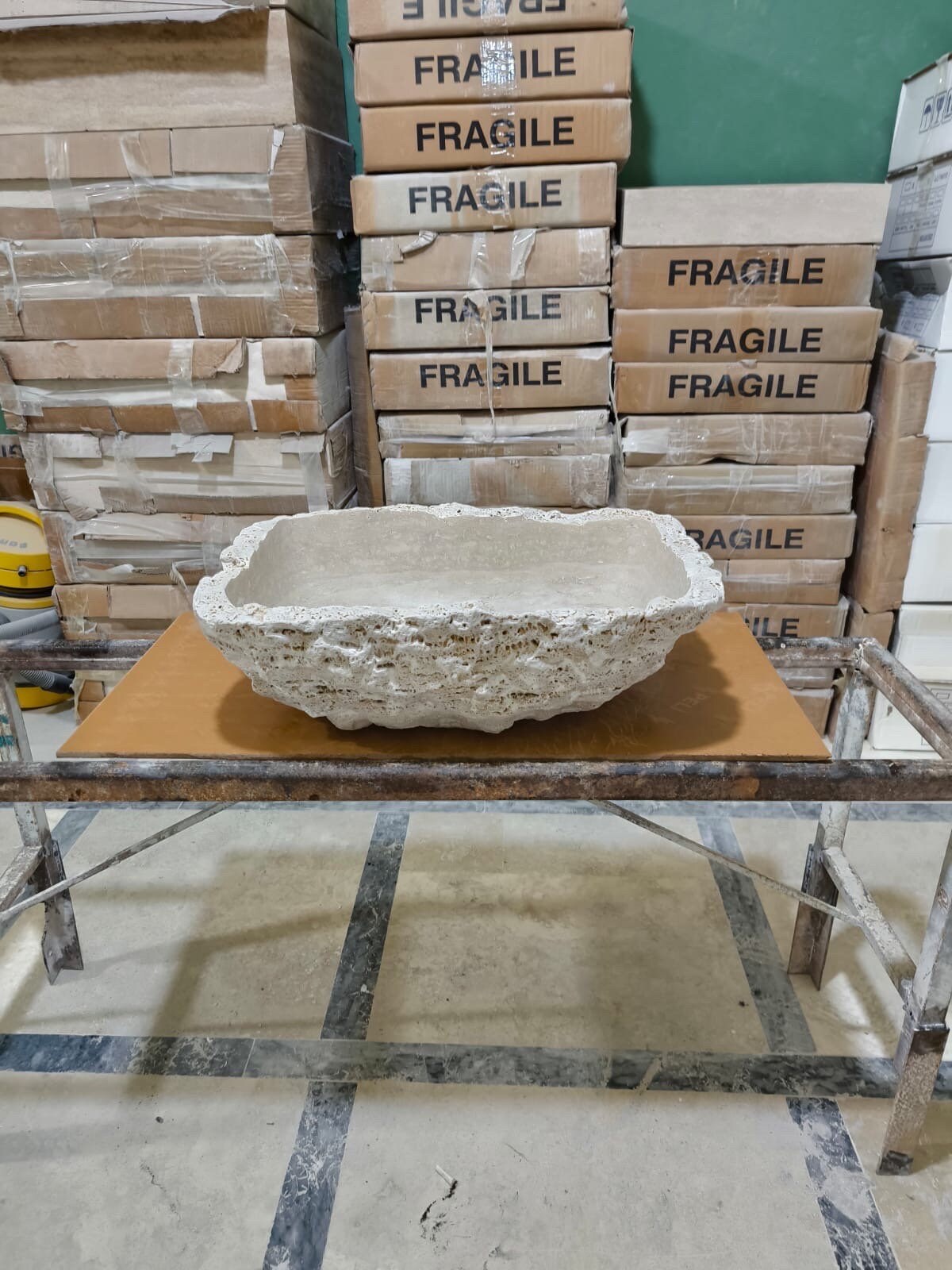 Handcrafted Travertine Marble Sink: Wall Mounted Washbasin (22”x16''x7'')