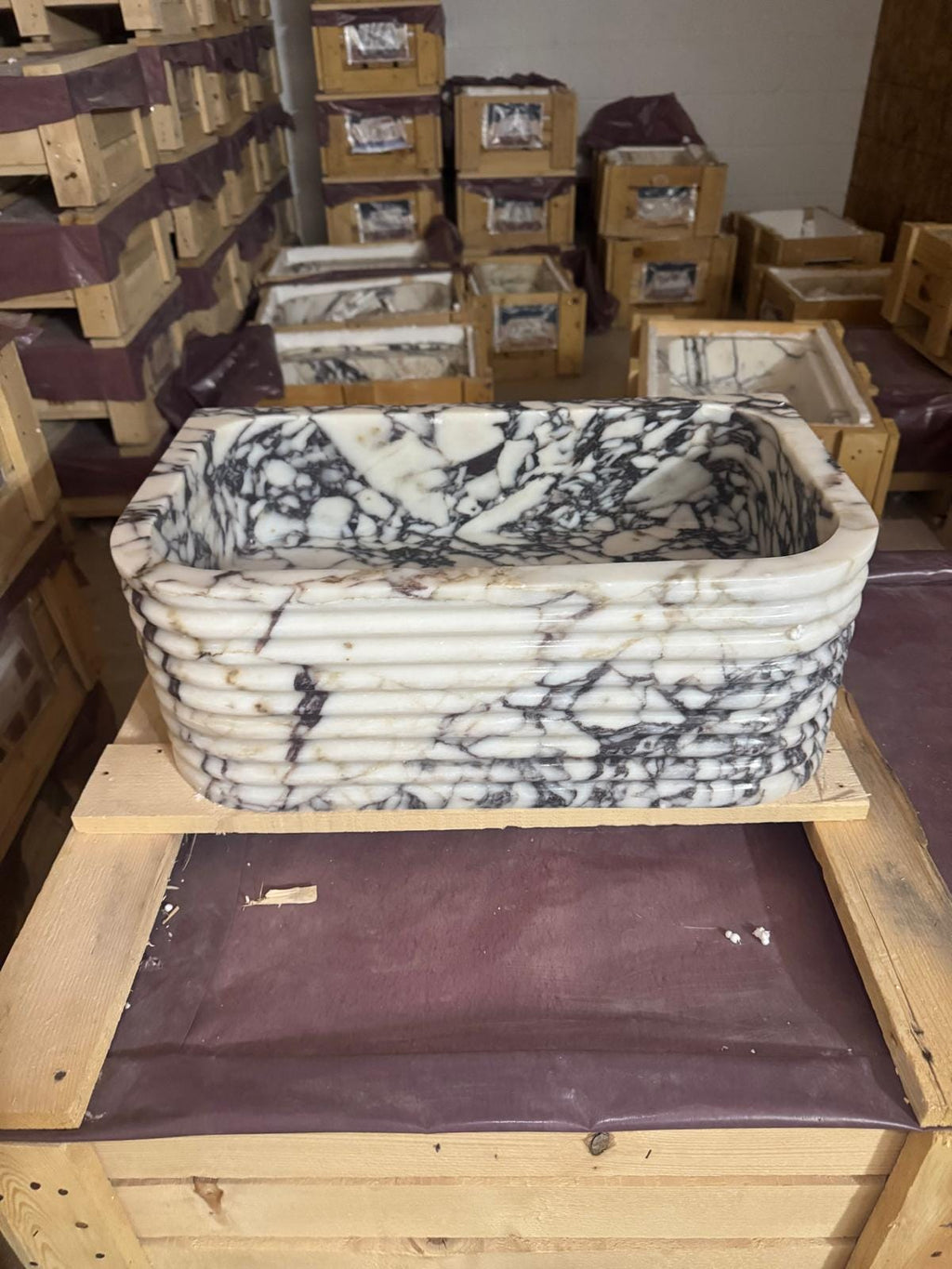 Calacatta Viola Marble Sink 20"x12"x7.5"