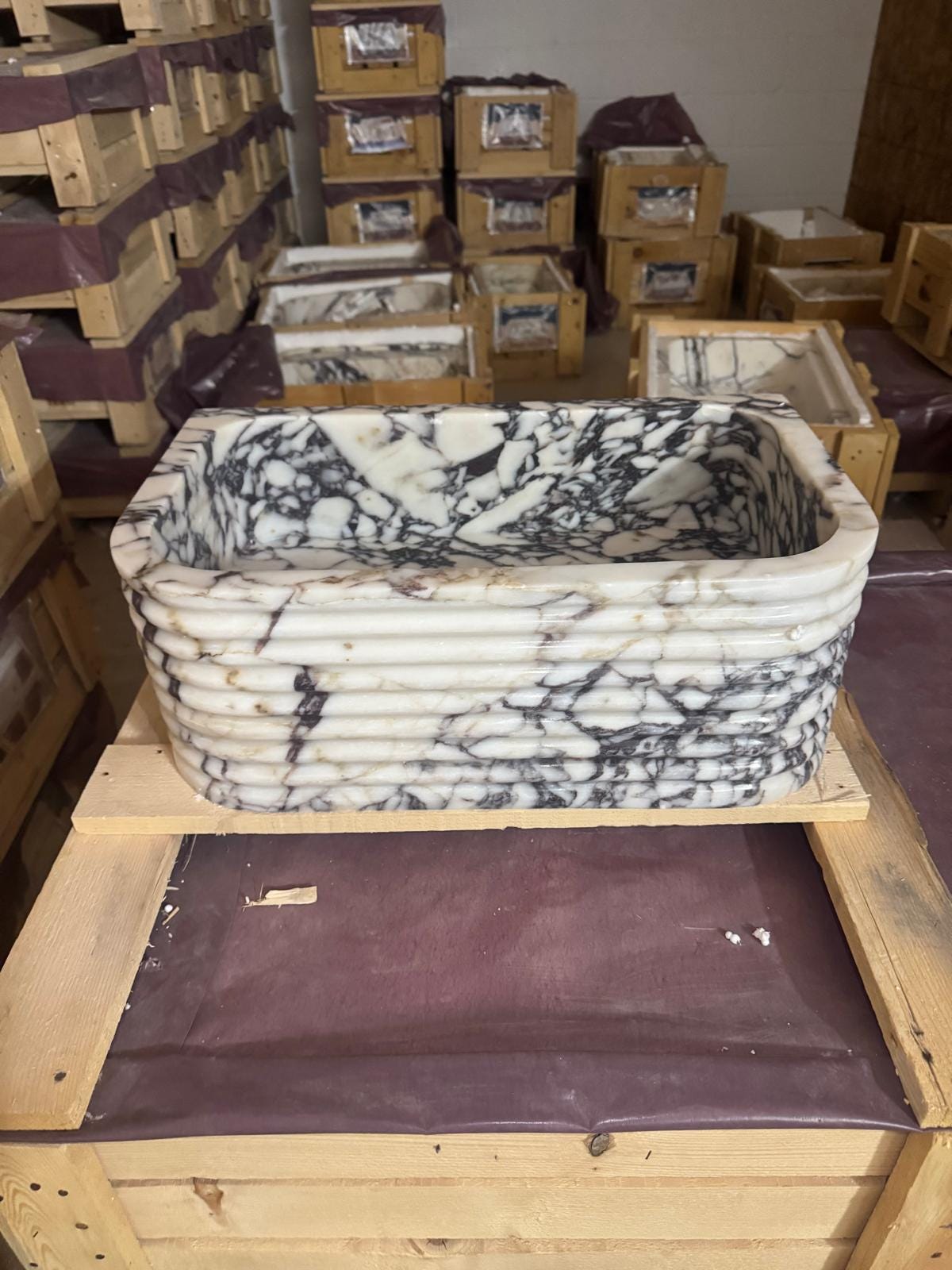 Calacatta Viola Marble Sink 20"x12"x7.5"