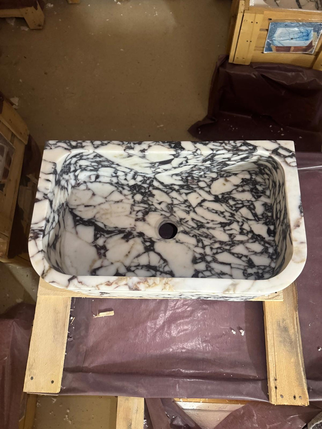 Calacatta Viola Marble Sink 20"x12"x7.5"