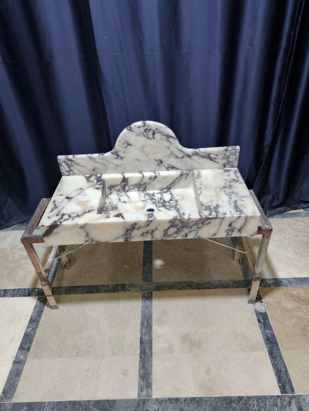 Calacatta Marble Wall Mount Sink: Natural Stone Washbasin