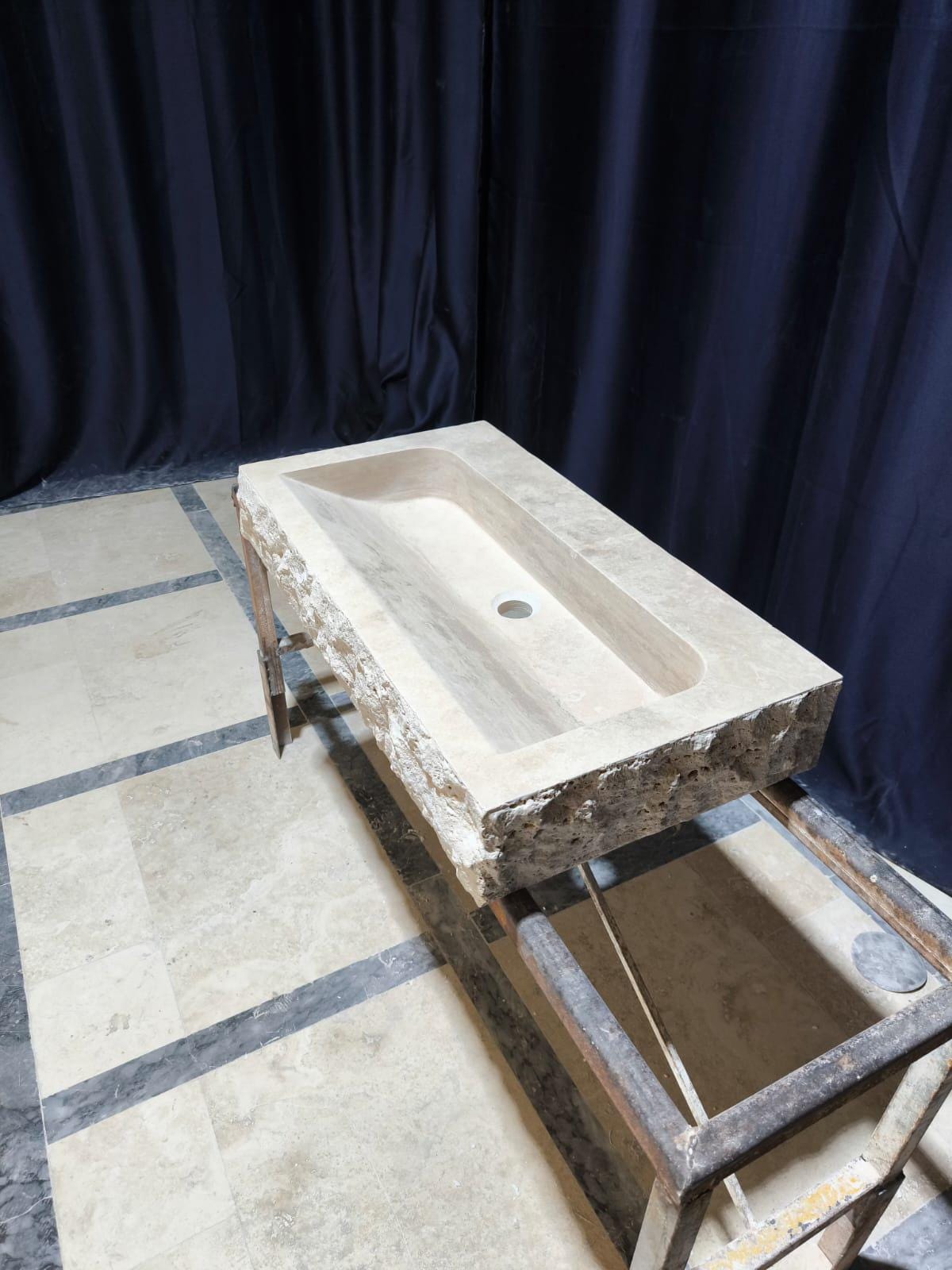 Custom Traverine sink for 30”x15x5.5” Chiseled Edge Stone Washbasin