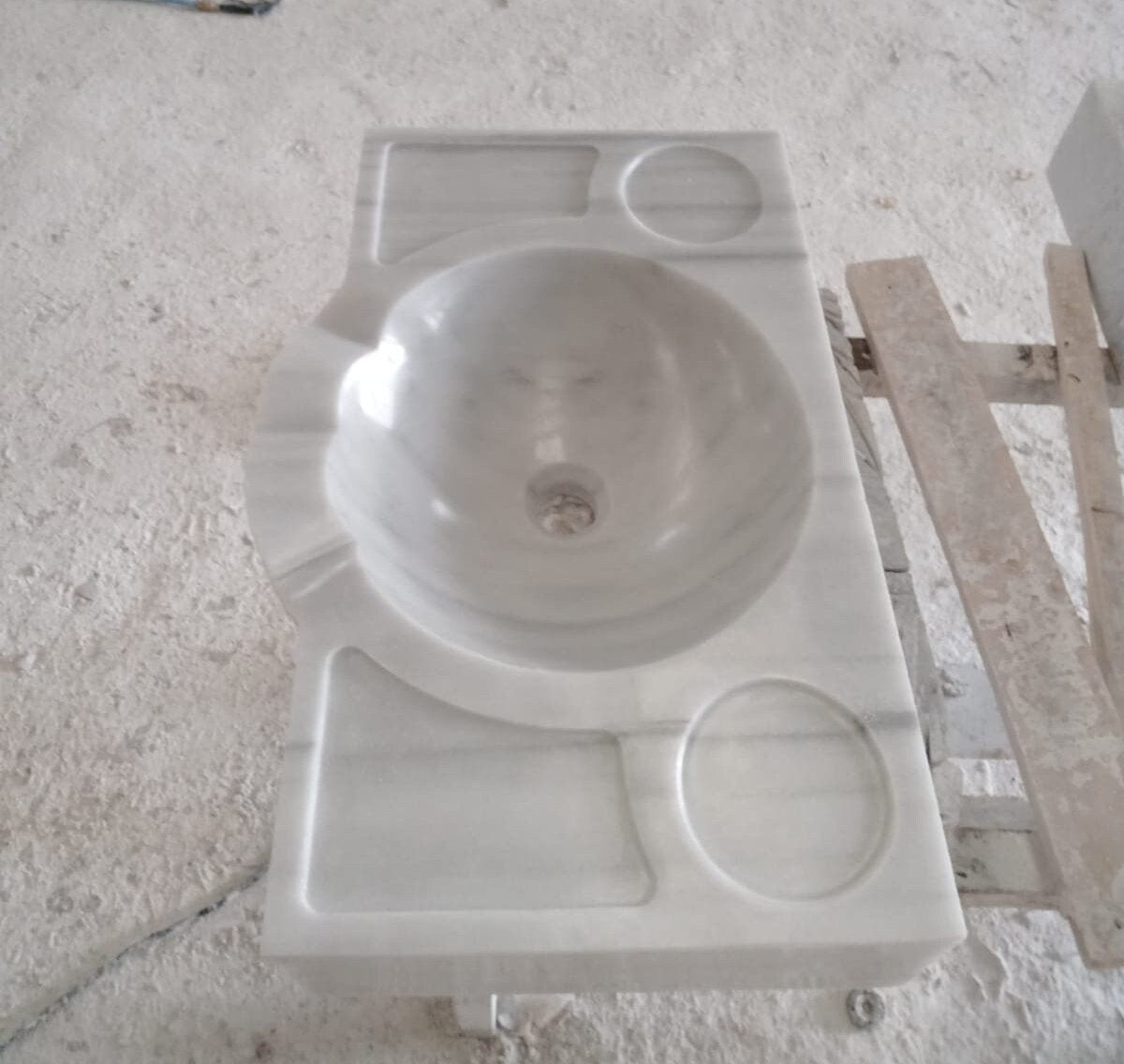 Hand Carved Carrara Marble Wall Mounted Bathroom Sink