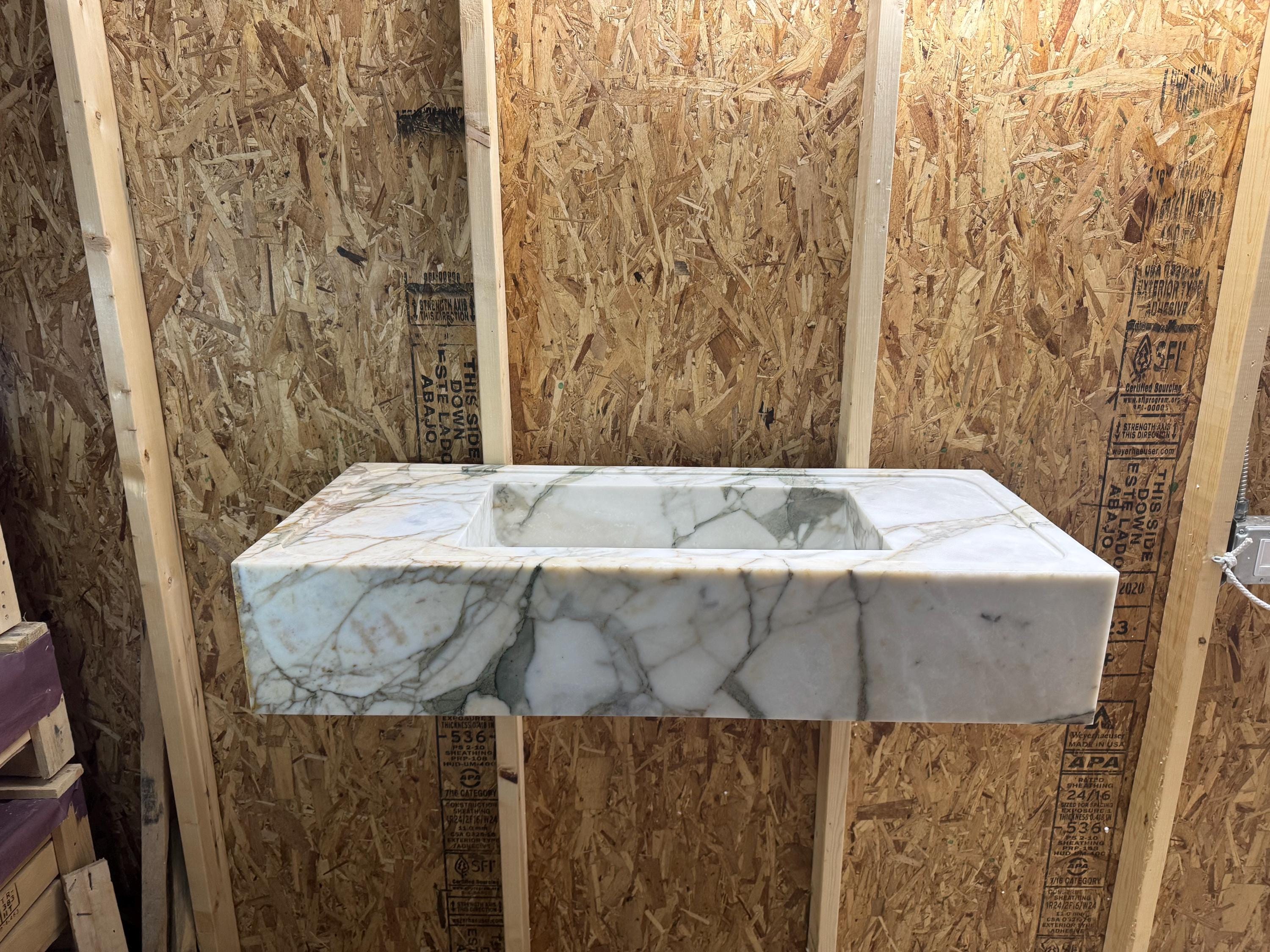 Handcrafted Calacatta Monet  Marble Wall Mounted Sink