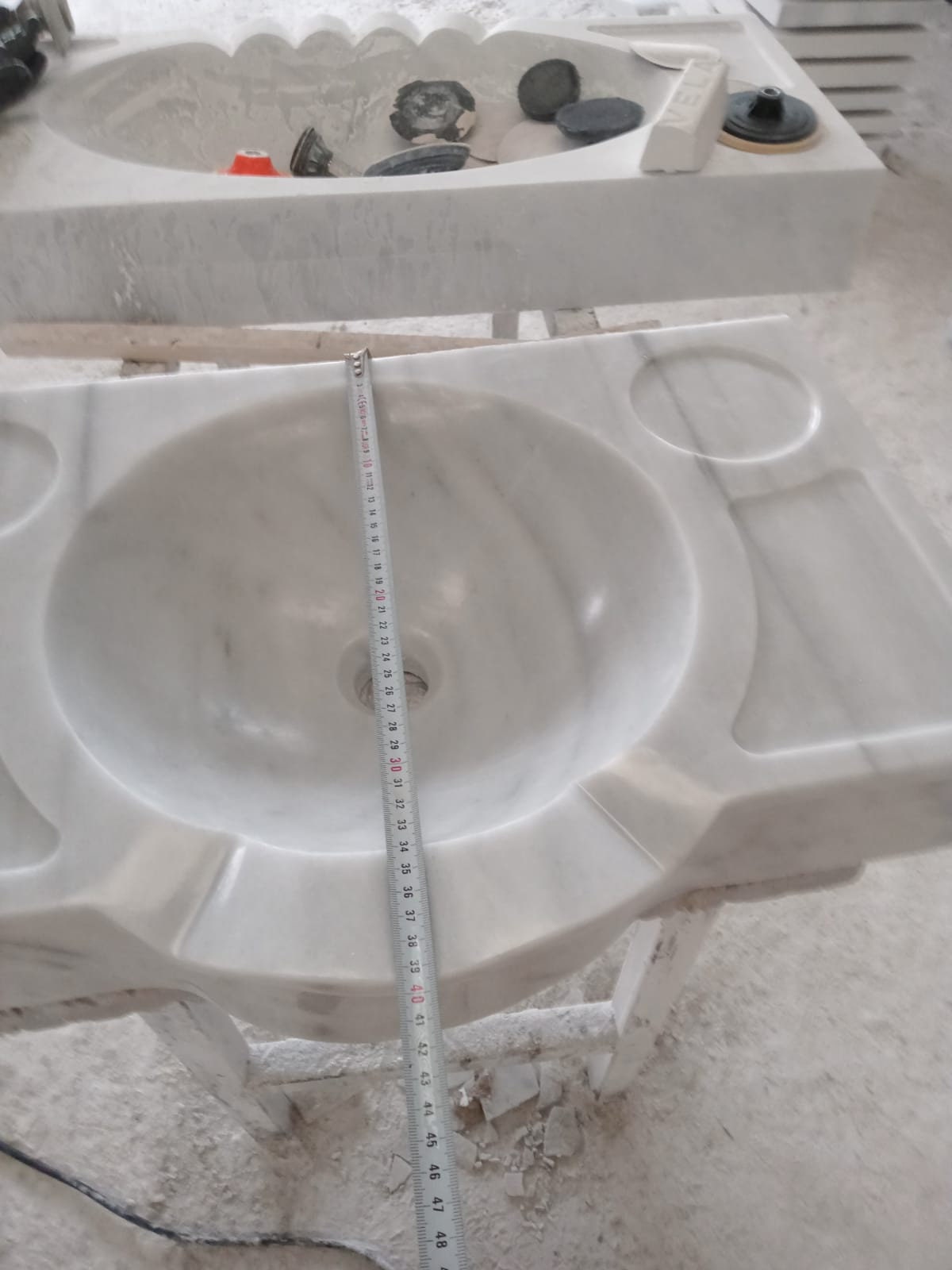 Hand Carved Carrara Marble Wall Mounted Bathroom Sink