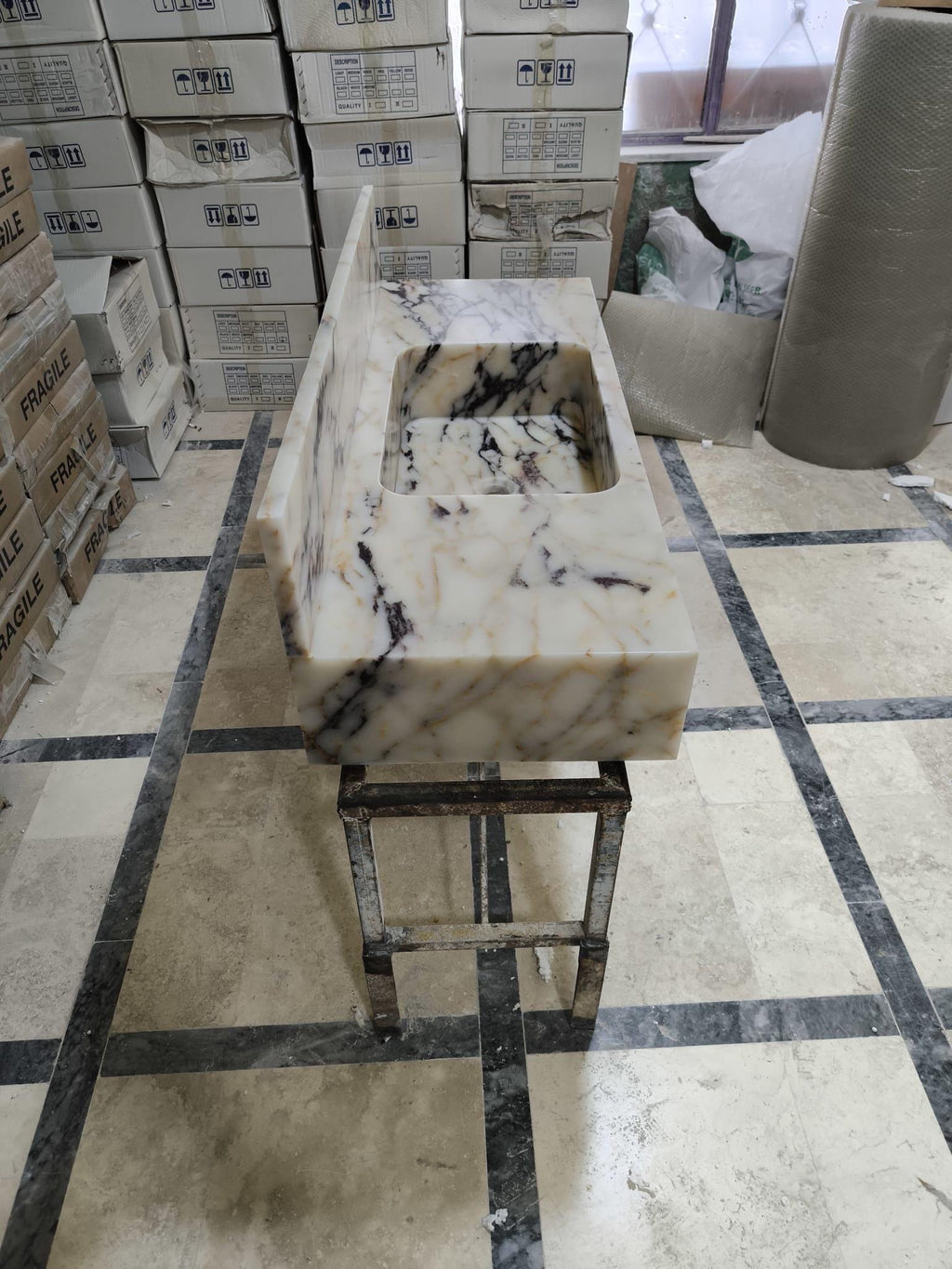 Calacatta Lilac Marble Vessel Sink: Handcrafted Natural Stone Bathroom Sink