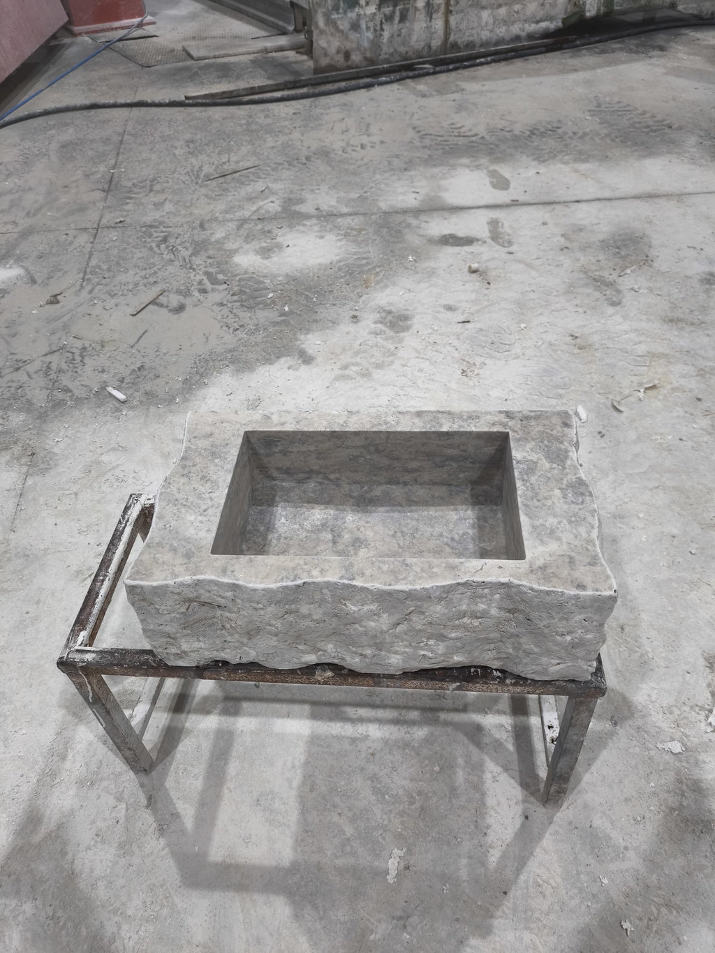 Complete Silver Travertine Stone Sink: Rustic Powder Room, Natural Marble