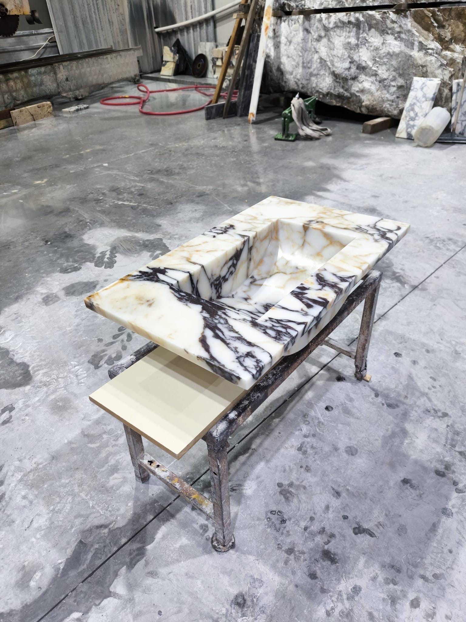 Calacatta Viola  Marble Vessel Sink: Handcrafted Natural Stone Bathroom Sink