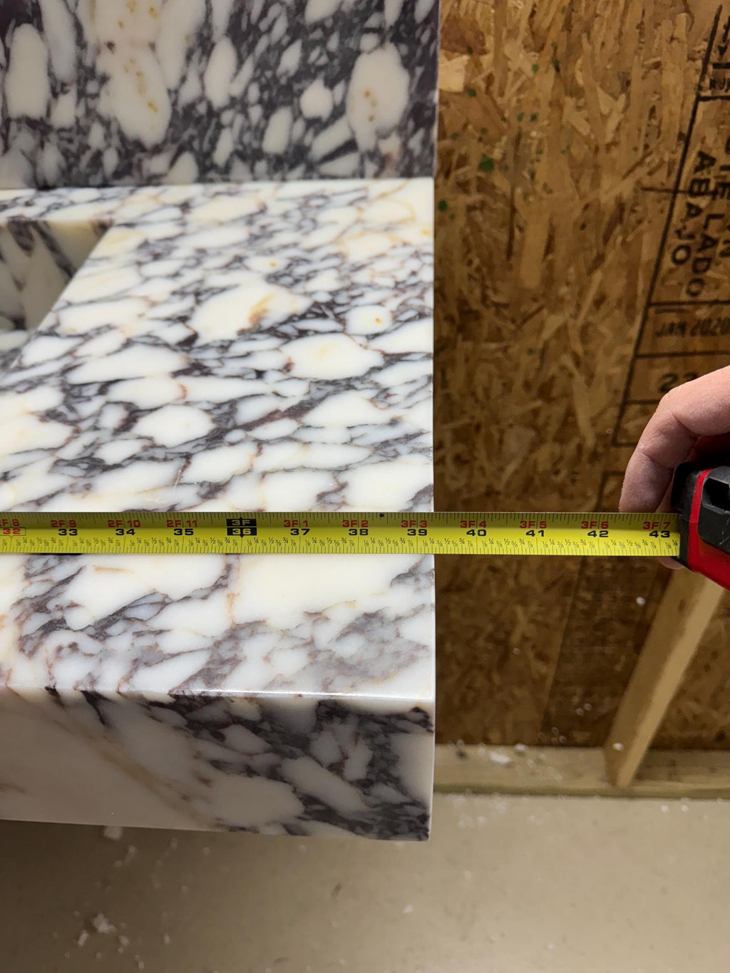 Handmade Calacatta Marble Wall Mount Sink with Backsplash